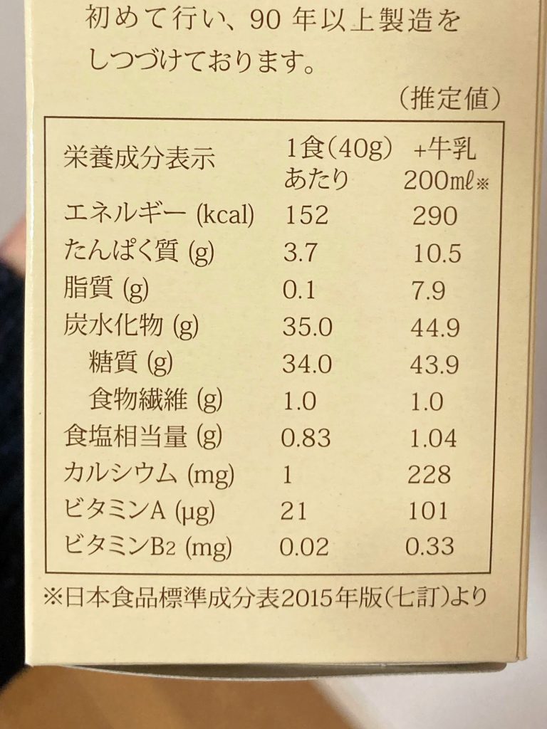 プレミアムコーンフレーク 最上質プレーン　栄養成分表示